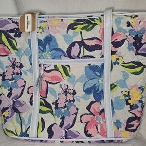 Vera Bradley Floral Tote with Blue and Pink